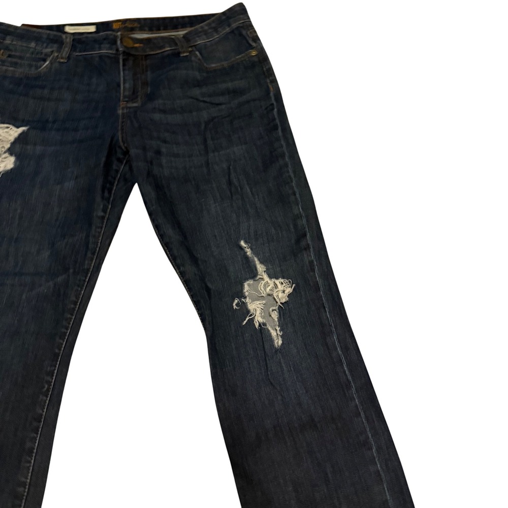 KUT from the Kloth Catherine Boyfriend Jeans Distressed Dark Wash Size 12 - Picture 2 of 11